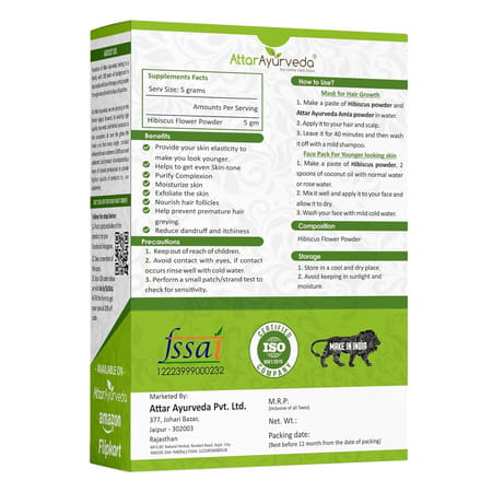 Attar Ayurveda Hibiscus Powder For Hair Growth (100 Grams)