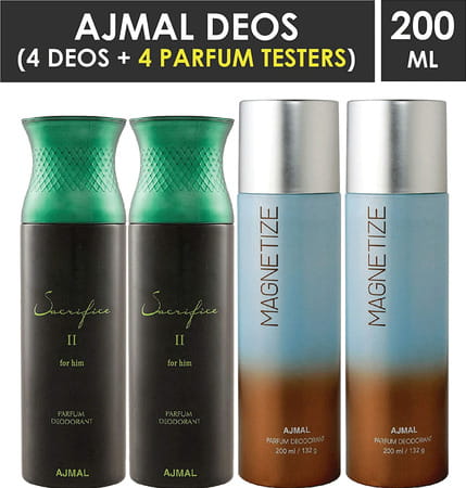 Ajmal 2 Sacrifice Ii For Him For Men & 2 Magnetize For Men & Women Deo Each 200ml Combo Pack Of 4