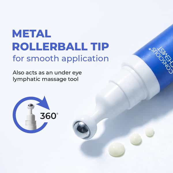 Conscious Chemist Retinol Peptide Under Eye Cream 15Ml | Soothing Roller | Dark Circles & Puffiness