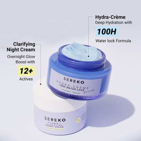 Sereko Hydra 100h Day Cream Face Moisturiser + Clarifying Night Cream Face Moisturiser (50ml Each)