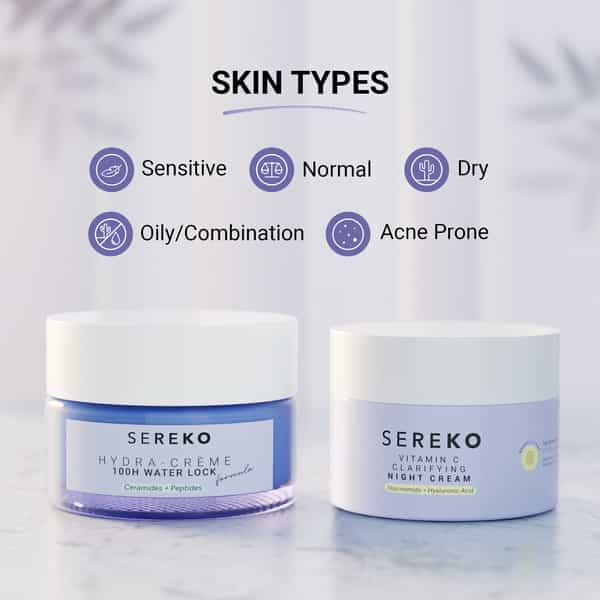 Sereko Hydra 100H Day Cream Face Moisturiser + Clarifying Night Cream Face Moisturiser (50Ml Each)