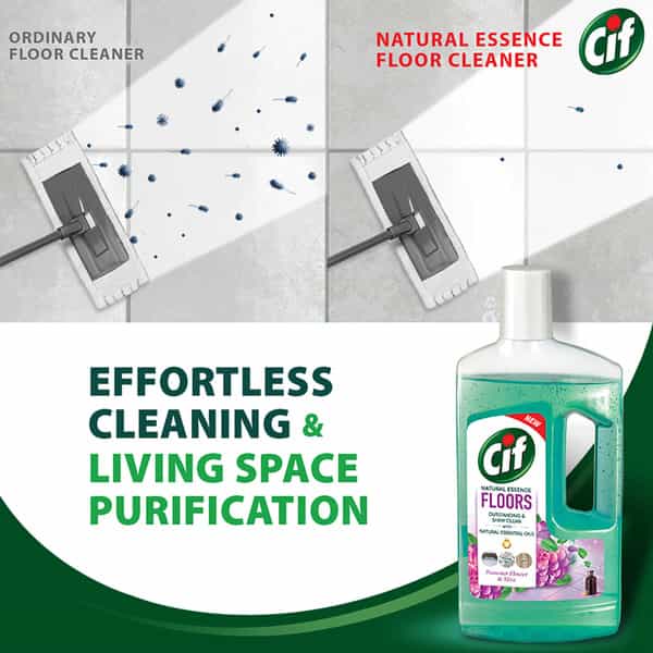 Cif Natural Essence Floor Cleaner For Tough Stains Summer Flower & Mint Scent 997Ml