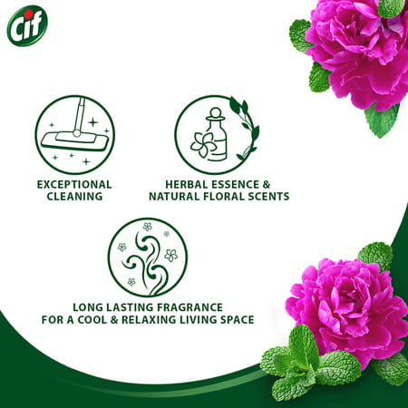 Cif Natural Essence Floor Cleaner For Tough Stains Summer Flower & Mint Scent 997ml