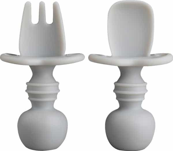 Luvlap Baby Weaning Spoon & Fork Set Chewable Silicone Utensils 6 M+ Gum Friendly