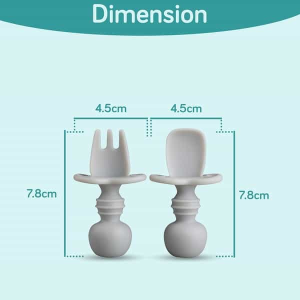 Luvlap Baby Weaning Spoon & Fork Set Chewable Silicone Utensils 6 M+ Gum Friendly