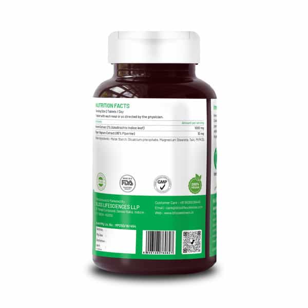 Bliss Welness Neem Tablets For Immunity Booster,Hair & Skin Detoxifier|For Men And Women|60 Tablets