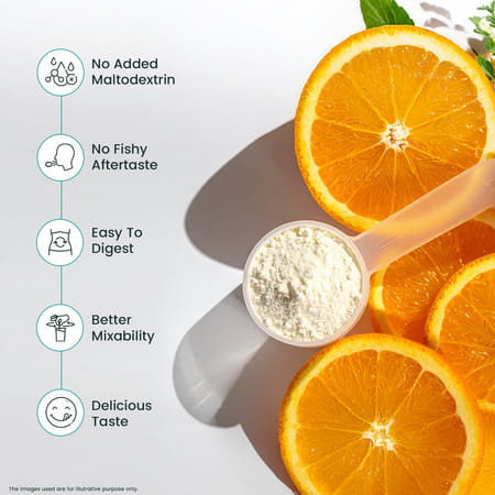 Neuherbs Skin Glow Collagen Powder- 200g (Orange Flavour) With Hyaluronic Acid | Vitamin E & C