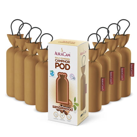Auracam Gold Standard Camphor Pod Cone Sandalwood- Set Of 8