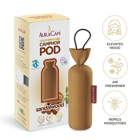 Auracam Gold Standard Camphor Pod Cone Sandalwood- Set Of 8