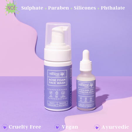 Natural Vibes Anti Acne Foam Face Wash With Vitamin C & Hyaluronic Acid 125 Ml