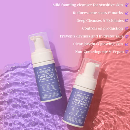 Natural Vibes Anti Acne Foam Face Wash With Vitamin C & Hyaluronic Acid 125 Ml