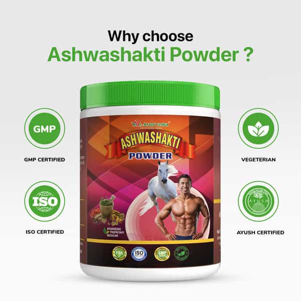 A R Ayurveda Ashwashakti Ashwagandha Powder For Weight And Muscles Gain Powder For Men - 200Gm