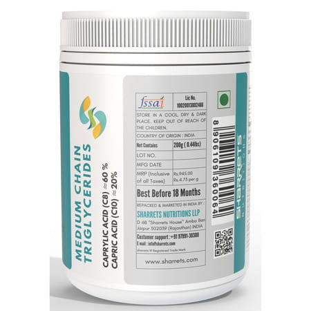 Sharrets Coconut Mct Oil Powder 80 | Zero Carbs - Unflavored - Keto Diet Supplement (200g)