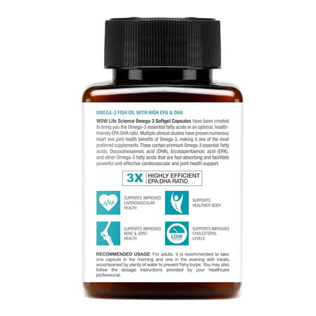 Wow Life Science Omega 3 Capsules Bottle Of 60