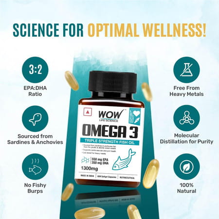 Wow Life Science Omega 3 Capsules Bottle Of 60