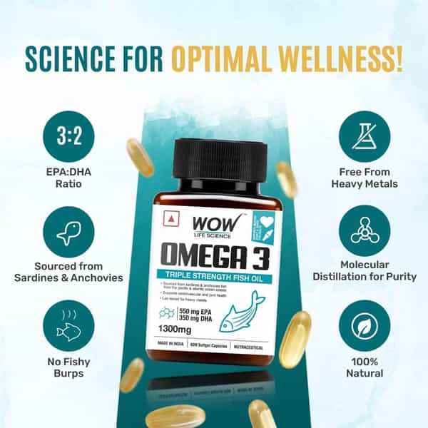 Wow Life Science Omega 3 Capsules Bottle Of 60