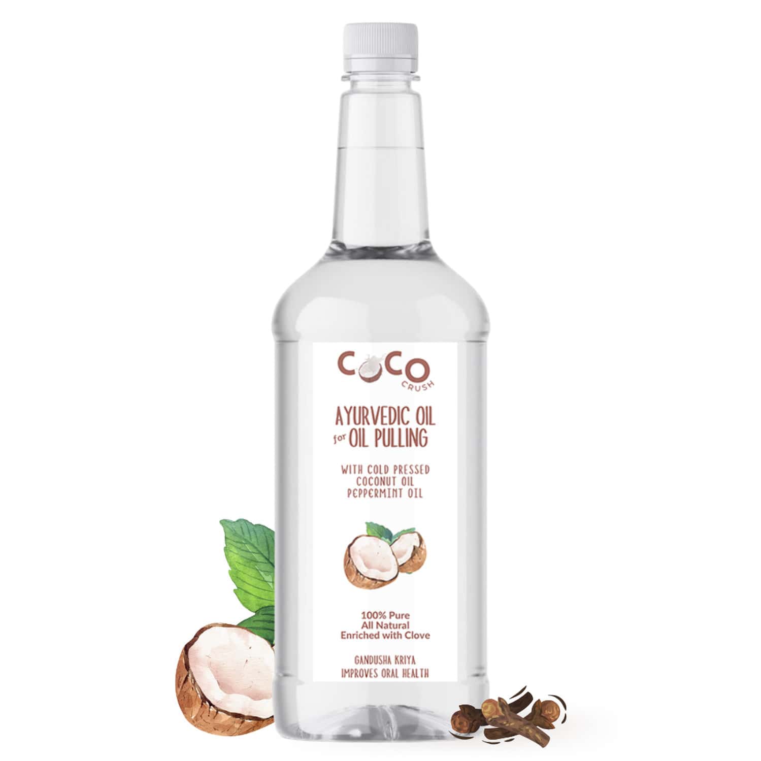 Coco Crush Ayurvedic Coconut/peppermint & Clove Oil Oil For Oil Pulling - 500ml