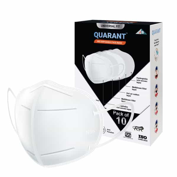 Quarant N95 Face Mask With Adjustable Nose Pin - Pack Of 10
