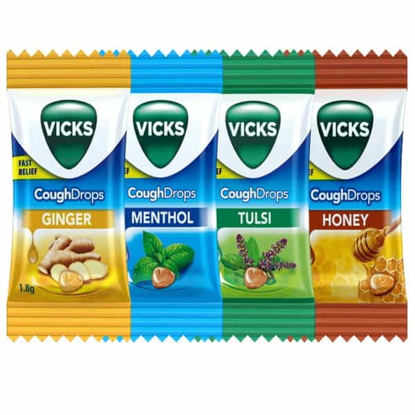 Vicks Cough Drops With Menthol | Ginger & Honey | Tulsi Relieves Throat Irritation-210 Pcs Jar