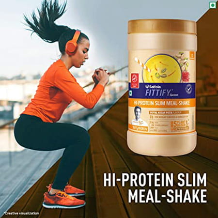 Saffola Fittify Hi Protein Slim Meal-Shake Royal Kesar Pista 420 Gm (12 Servings)