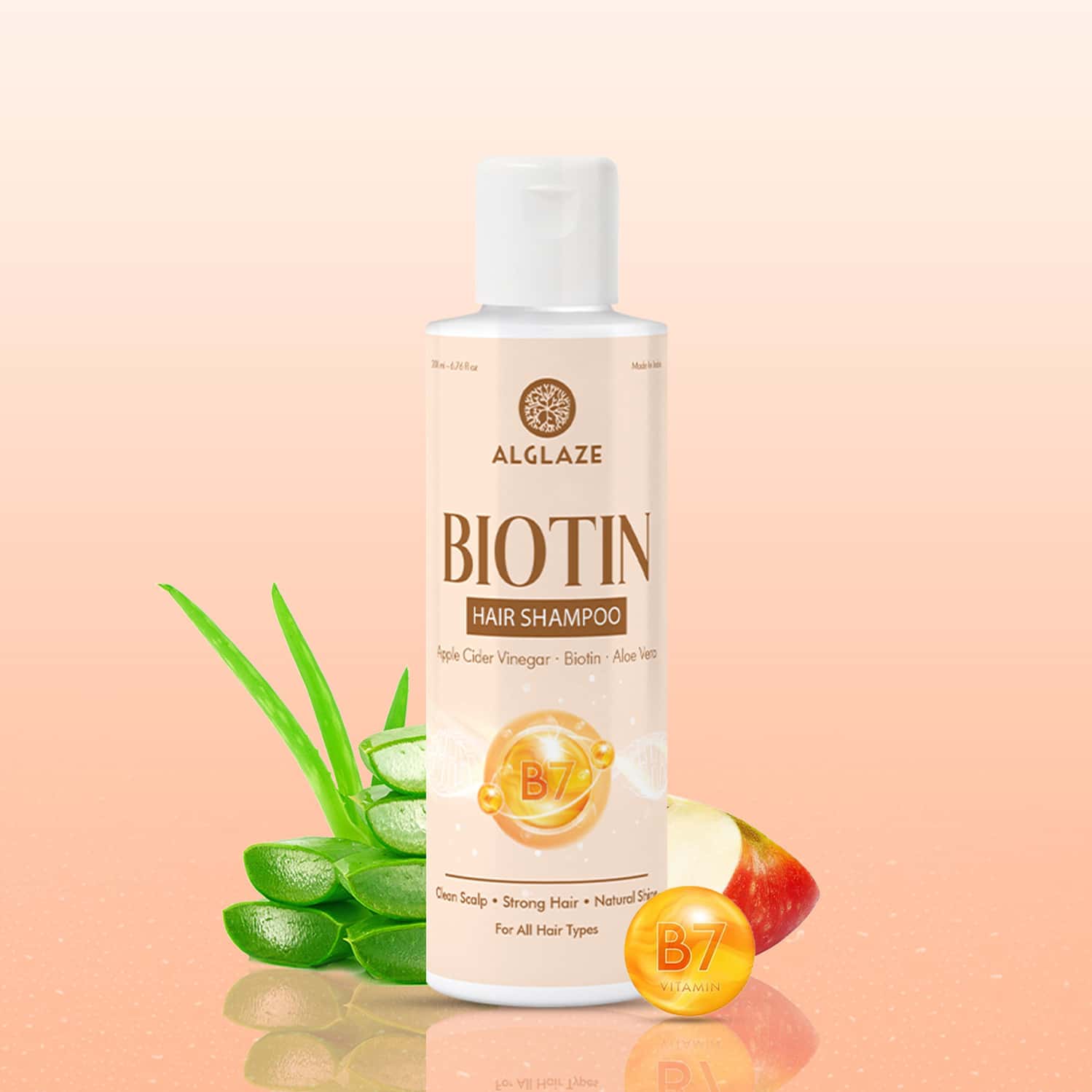 Alglaze Biotin Hair Shampoo | Scalp Purifying | Apple Cider Vinegar| Biotin & Aloe Vera | 200ml