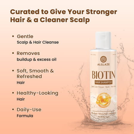 Alglaze Biotin Hair Shampoo | Scalp Purifying | Apple Cider Vinegar| Biotin & Aloe Vera | 200Ml