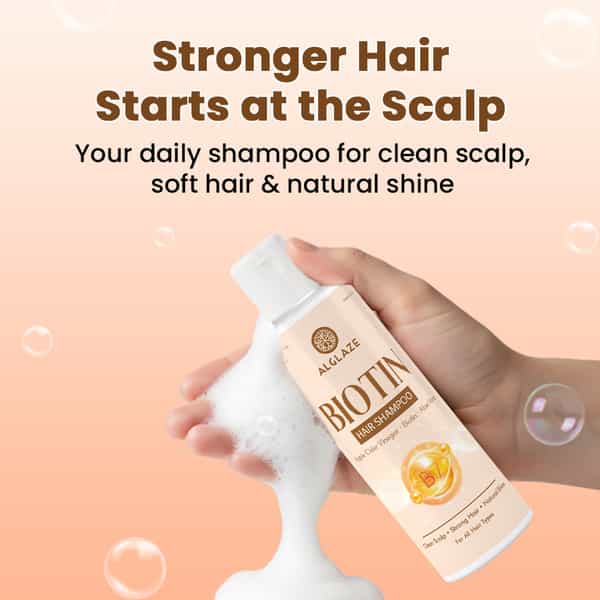 Alglaze Biotin Hair Shampoo | Scalp Purifying | Apple Cider Vinegar| Biotin & Aloe Vera | 200Ml