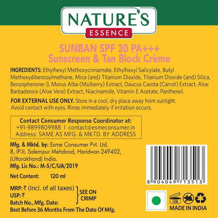 Nature's Essence Sunban Sunscreen Spf30 120Ml (Pack Of 2)