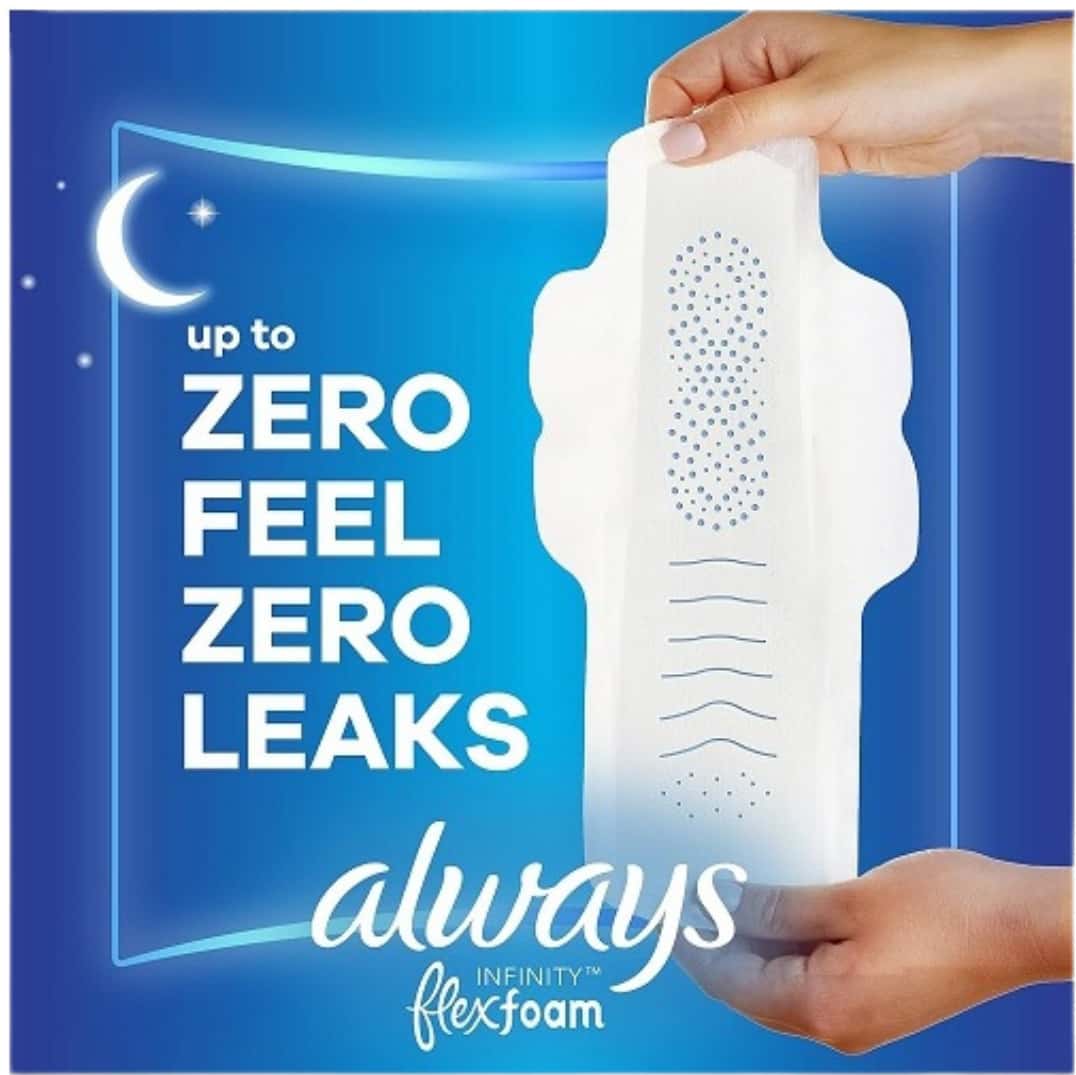 Always Infinity Feminine Pads With Wings Size 5| Extra Heavy Overnight| Unscented| 22n Pack Of 3