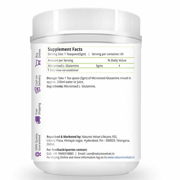 Natures Velvet Micronised Glutamine Monohydrate | 300Gms