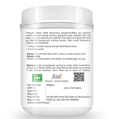 Natures Velvet Micronised Glutamine Monohydrate | 300gms