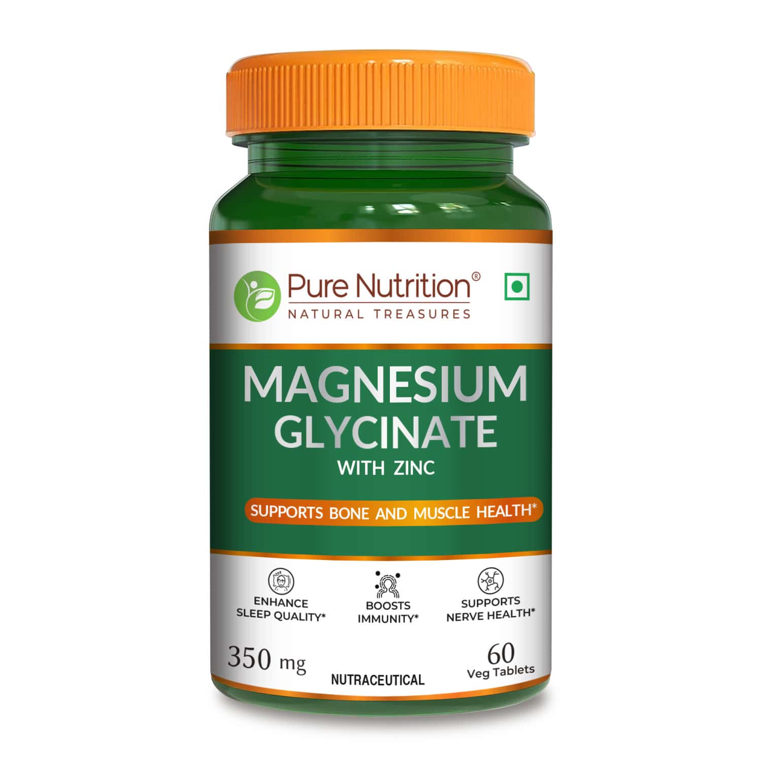Pure Nutrition Magnesium Glycinate Tablets For Bone And Muscle Health 60 Veg Tablets