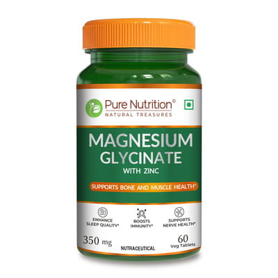 Buy PURE NUTRITION MAGNESIUM GLYCINATE TABLETS FOR BONE AND MUSCLE HEALTH  60 VEG TABLETS Online & Get Upto 60% OFF at PharmEasy