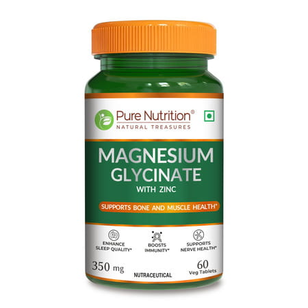 Pure Nutrition Magnesium Glycinate Tablets For Bone And Muscle Health 60 Veg Tablets