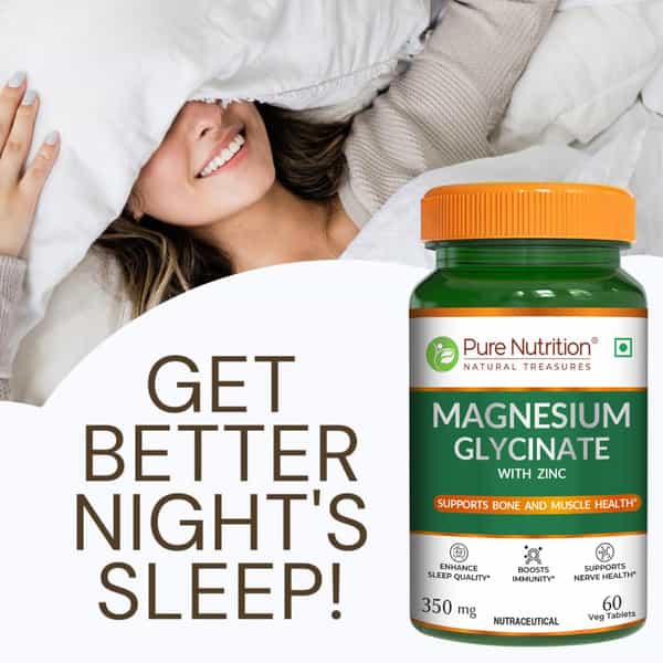 Pure Nutrition Magnesium Glycinate Tablets For Bone And Muscle Health 60 Veg Tablets