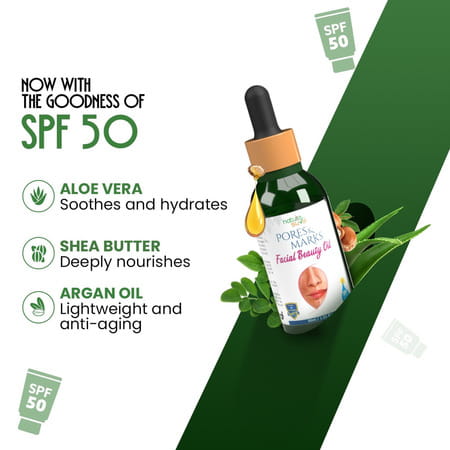 Nature Sure Pores And Marks Facial Oil With Spf 50 Sunscree | Natural Skin Glow - 30ml