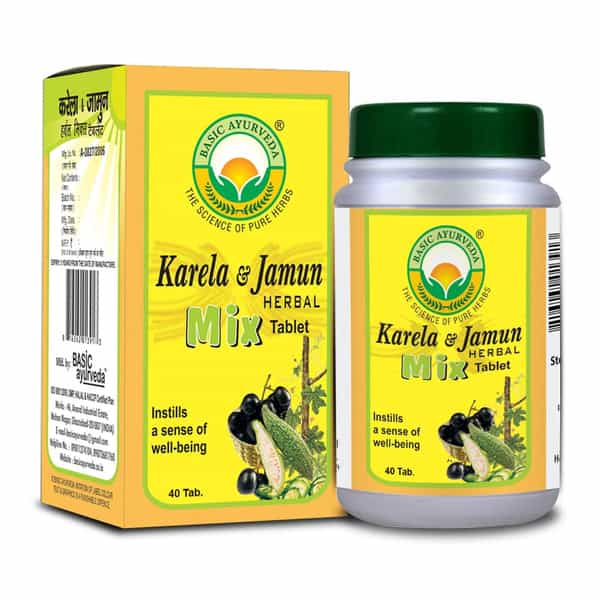 Basic Ayurveda Karela & Jamun Herbal Mix Tabletslet 40 Tablets