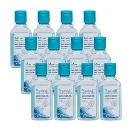Maxisoft Sea Breeze Hand Sanitizer Gel | Aloe Vera Lemon & Neem (60 Ml Pack Of 12)