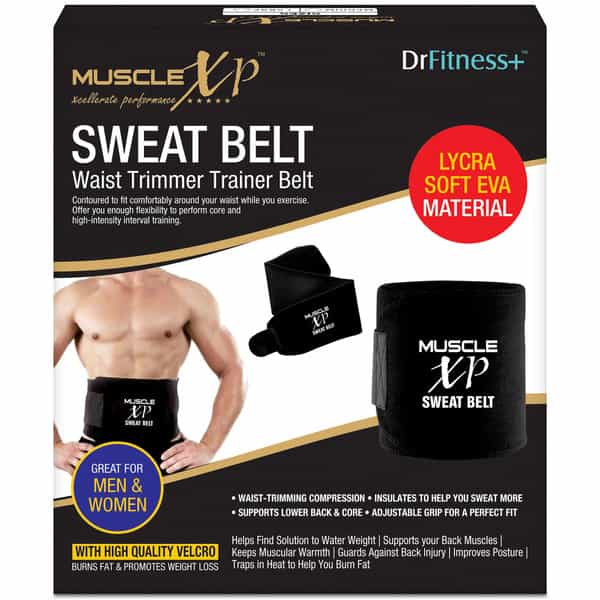 Musclexp Drfitness+ Sweat Belt For Men And Women | Weight Loss | Tummy Trimming | 44" (Black)