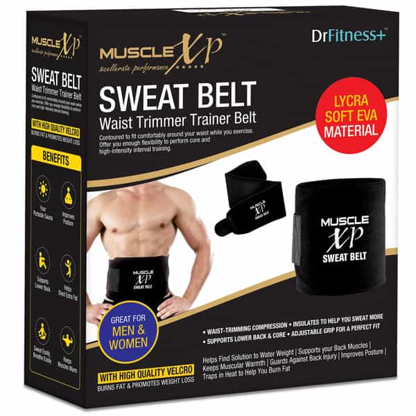 Musclexp Drfitness+ Sweat Belt For Men And Women | Weight Loss | Tummy Trimming | 44" (Black)