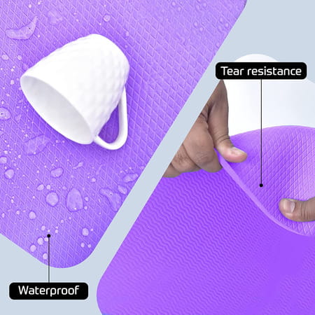 Beatxp Purple Color (6mm) Yoga Mat With Carry Strap|Textured Surface |High Resilience Exercise Mat