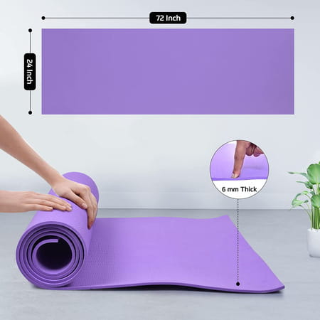 Beatxp Purple Color (6mm) Yoga Mat With Carry Strap|Textured Surface |High Resilience Exercise Mat