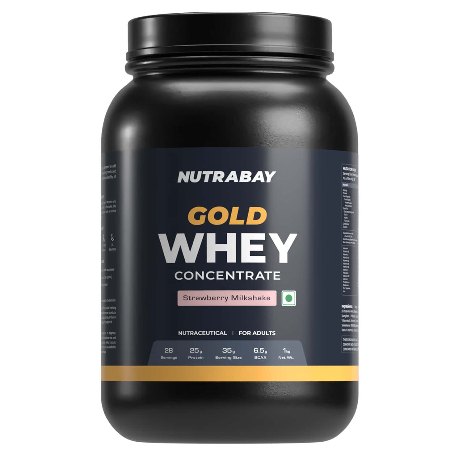 Nutrabay Gold 100% Whey Protein Concentrate Strawberry Milkshake - 1kg