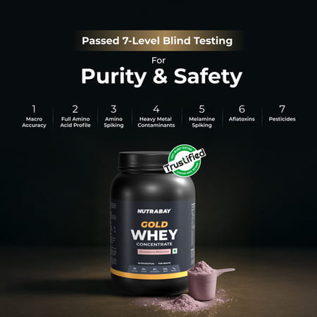 Nutrabay Gold 100% Whey Protein Concentrate Strawberry Milkshake - 1kg