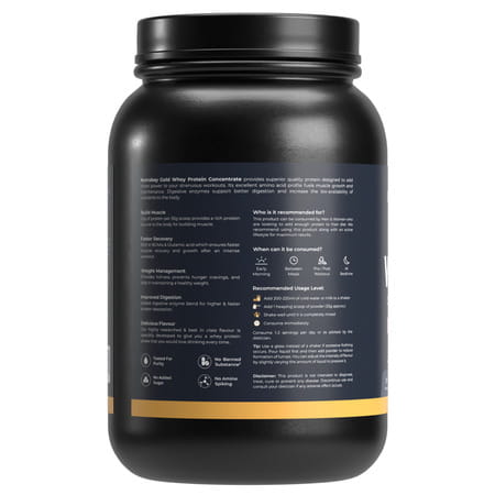 Nutrabay Gold 100% Whey Protein Concentrate Strawberry Milkshake - 1kg