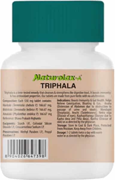 Naturolax A Triphala Ayurvedic Solution Relieves Constipation & Bloating Bottle Of 60 Tablets