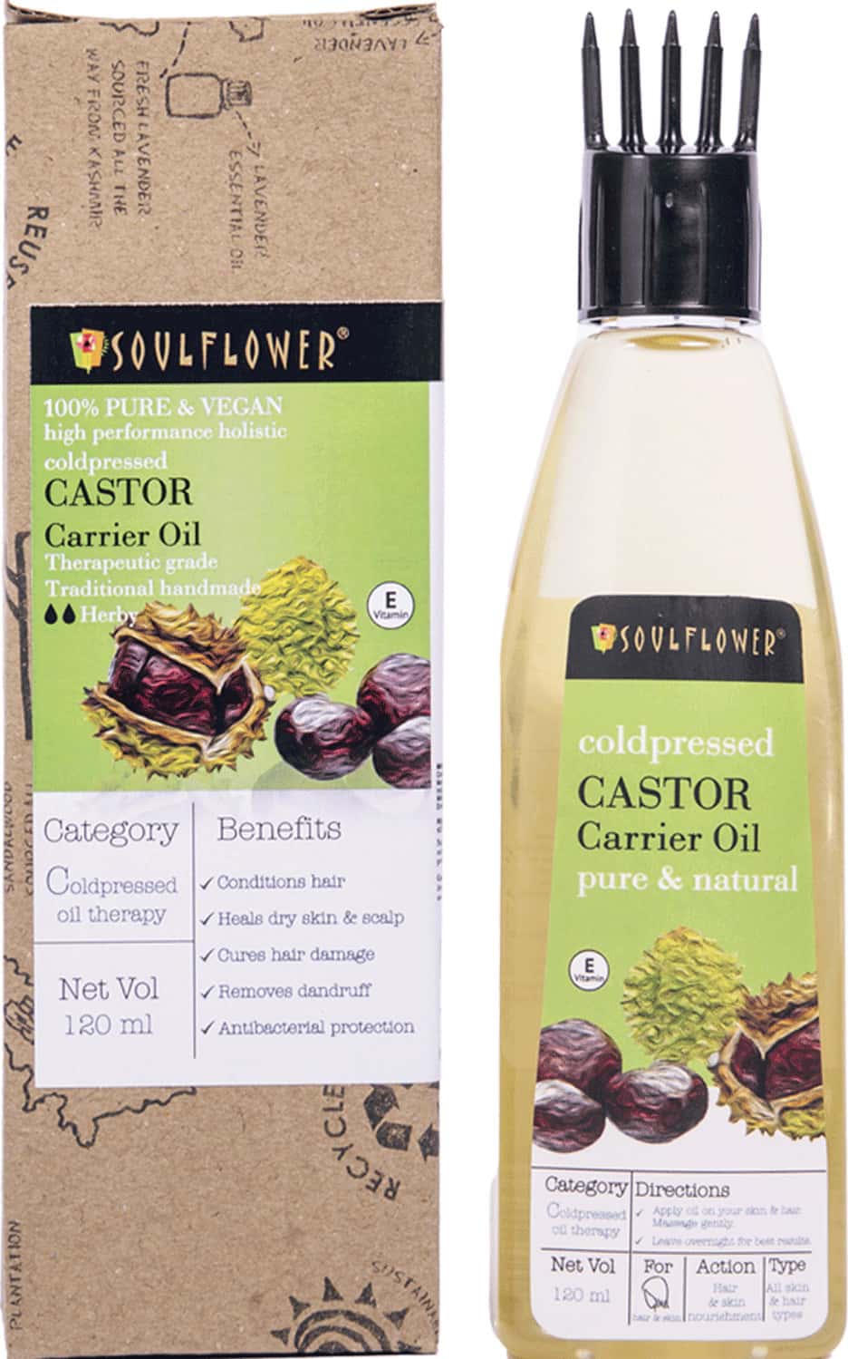 Buy SOULFLOWER COLD PRESSED CASTOR OIL 120ML Online & Get Upto 60