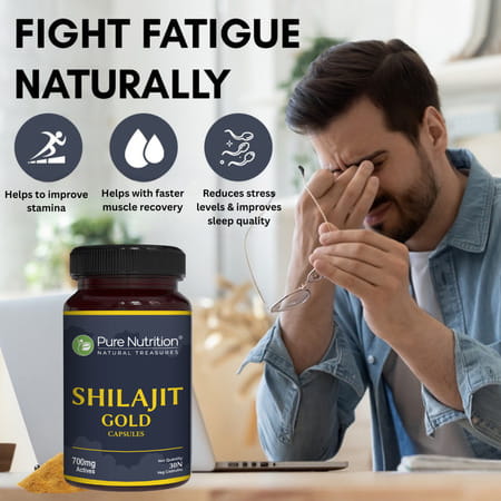 Pure Nutrition Shilajit Gold Capsules For Men | Strength | Stamina & Vigor - 30 Veg Capsules