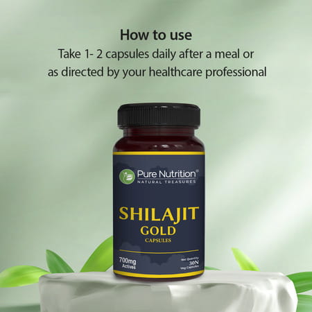 Pure Nutrition Shilajit Gold Capsules For Men | Strength | Stamina & Vigor - 30 Veg Capsules