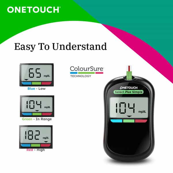 Onetouch Select Plus Simple Glucometer Combo With 25 Test Strips & 35 Ultrasoft Lancets